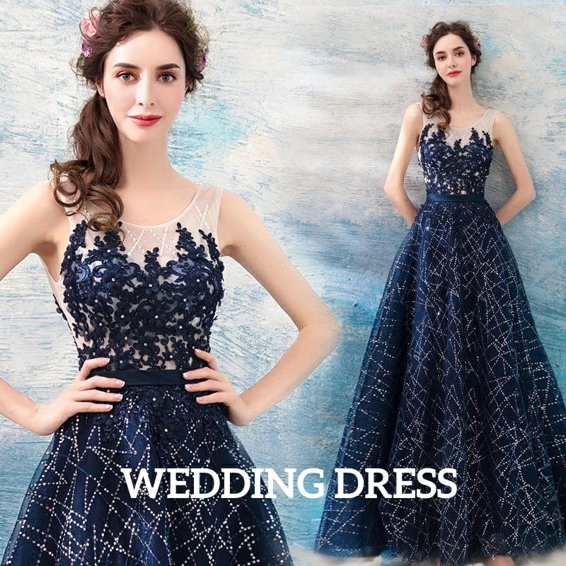 ウェディングドレス お呼ばれ エレガント 上品 きれいめ レディース ドレス パーティードレス おしゃれ ロングドレス ネイビー ノースリーブ 編み上げ 結婚式 イブニングドレス 宴会 忘年会 礼服