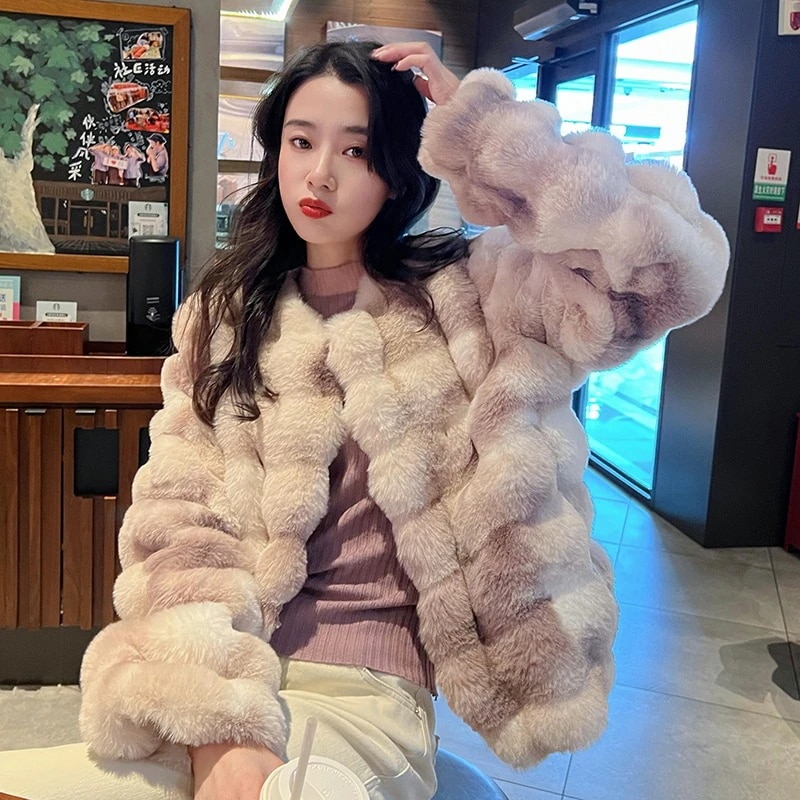 冬の新作ファーコート エコファージャケット レディース 服30%制限 5,281円