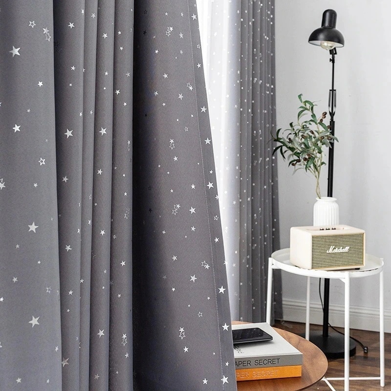 1つ買うと10個無料カーテン6色入ロマンチック+星飾り遮光カーテン 梦のような雰囲気 Romantic
