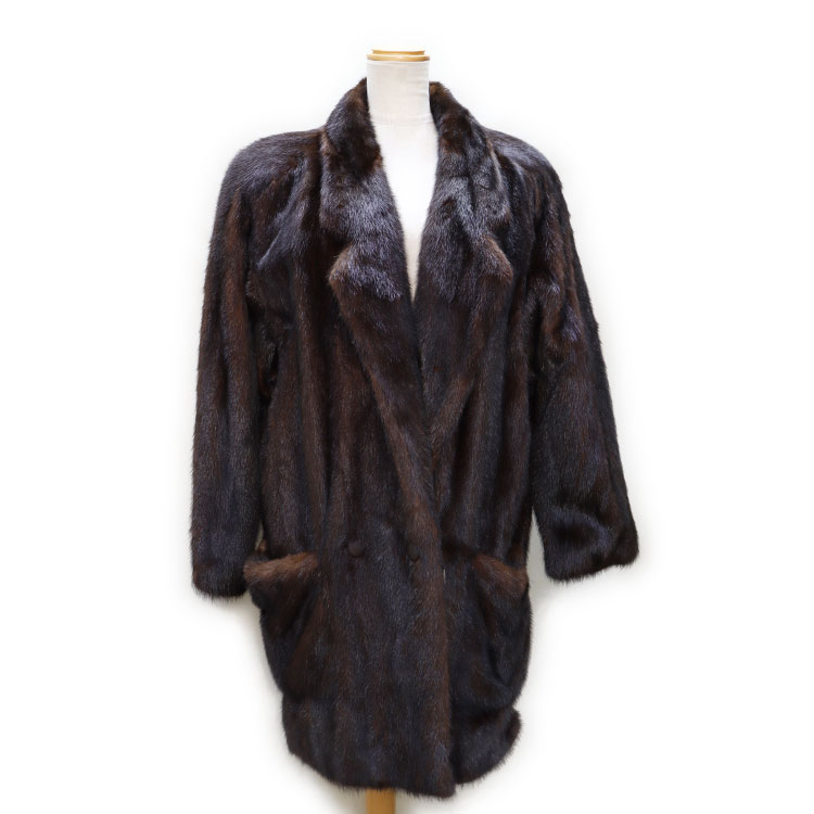ミンク ファー コート ジャケット ダークブラウン 9号 送料無料 レディース ギフト プレゼント 58,800円