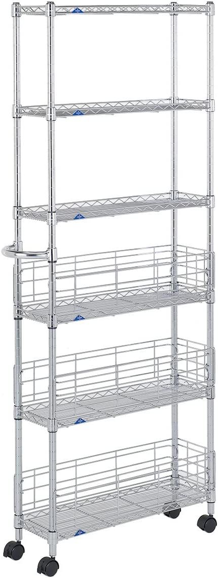 ルミナス MD2015-6W キッチンワゴン すき間収納 キャスター付 (6段 幅19.5×奥行59.5×高さ155cm) MD20156W