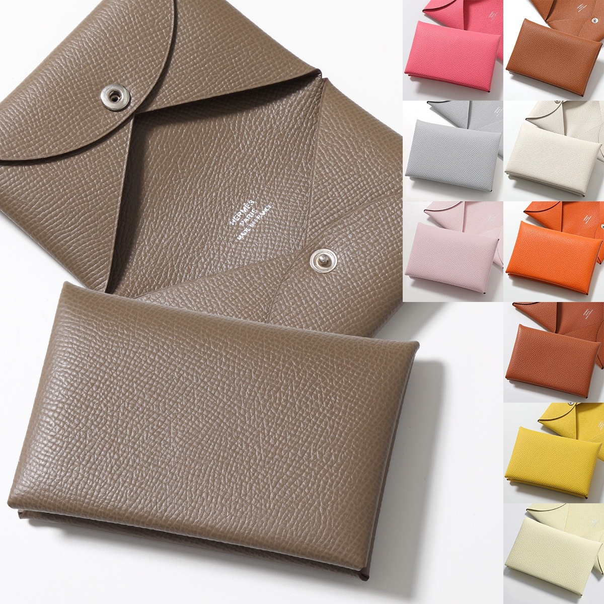 HERMES エルメス カードケース CALVI カルヴィ エプソン シェーブル マダム エバーカラー シャムキラ レザー パスケース 小物入れ SV