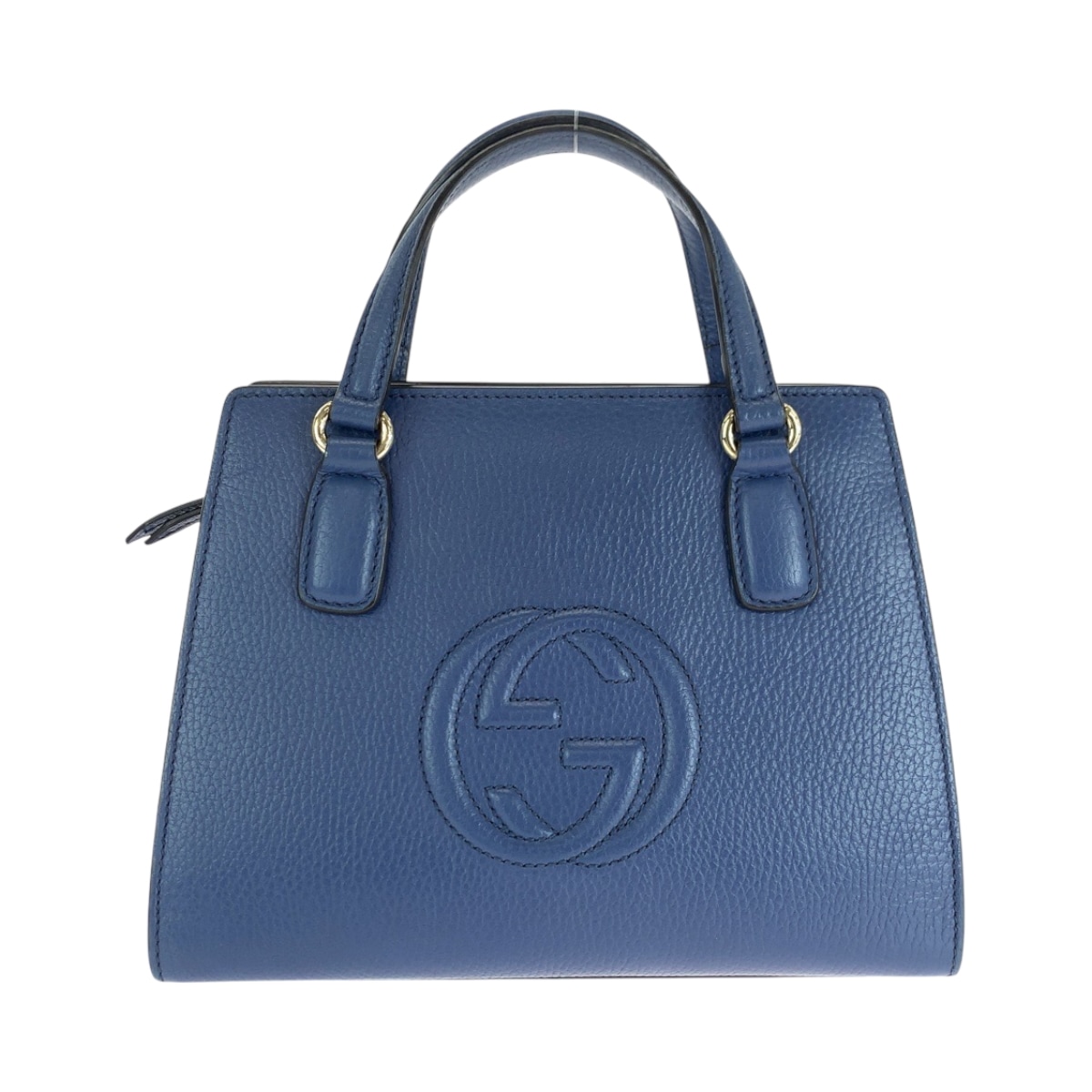 美品 ソーホー ロゴ ブルー ゴールド金具 レザー 607722 ハンドバッグ トートバッグ レディース 501551