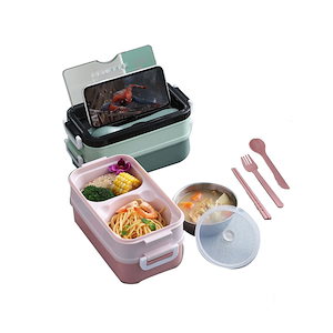 弁当箱 304ステンレス 二重保温弁当箱 食器を持って携帯する ランチボックス分け 食器