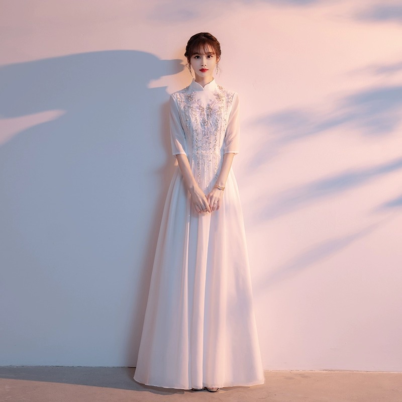 コーラスドレス女性ロングスカート気質中国風古筝パフォーマンス衣装大人指揮者制服集団合唱パフォーマンス衣装