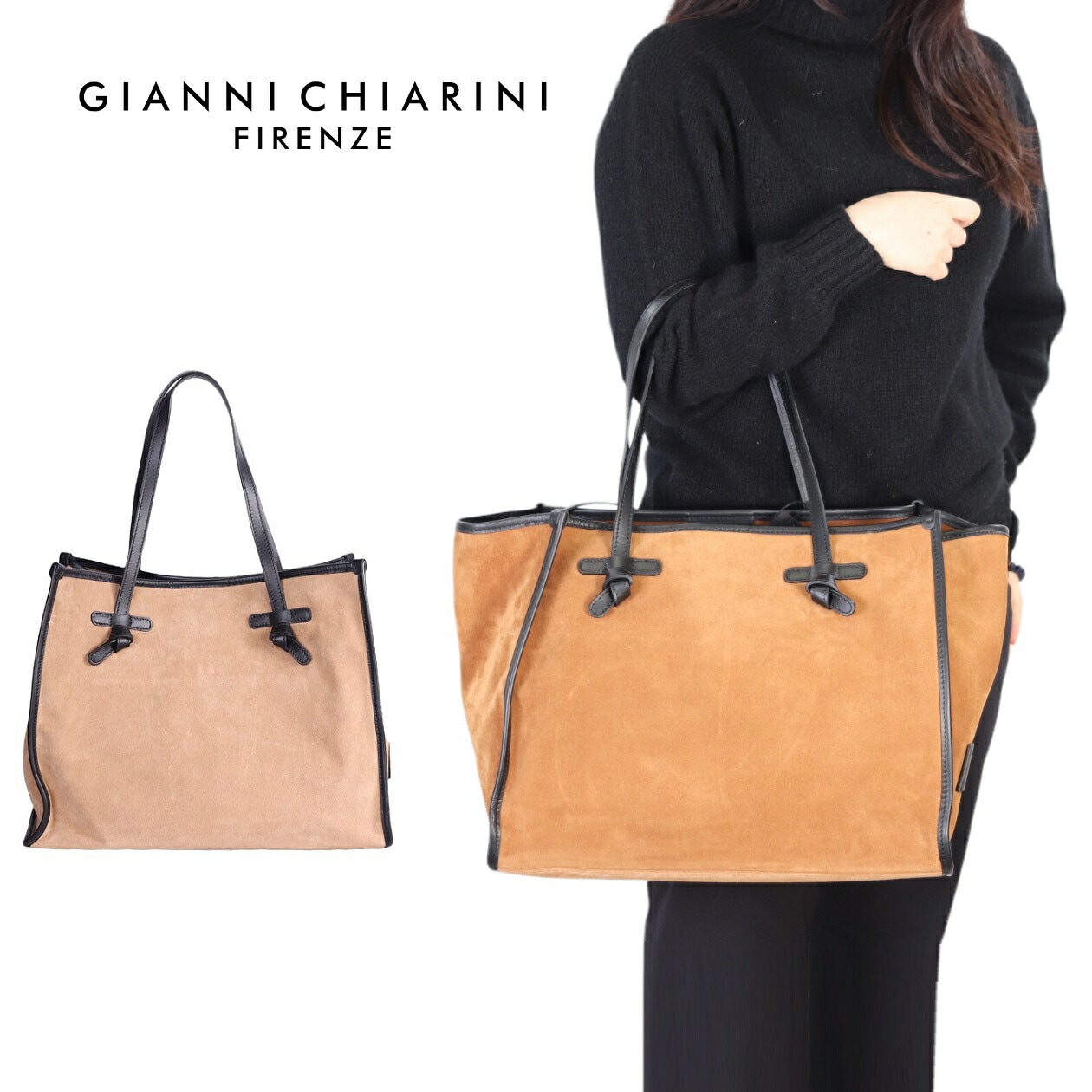 GIANNI CHIARINI ジャンニキアリーニ トートバッグ MARCELLA M マルチェッラ BS 9750 CNV-SE レディース キャンバス ポーチ付き 鞄 A4 通勤 通学 大人