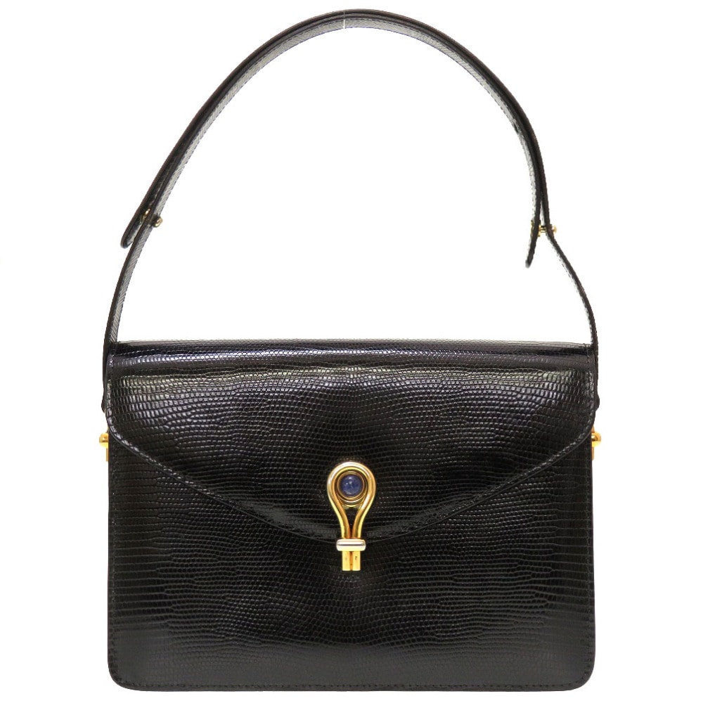 ヴィンテージ ショルダーバッグ リザード/リザード ブラック 0125【中古】 レディース