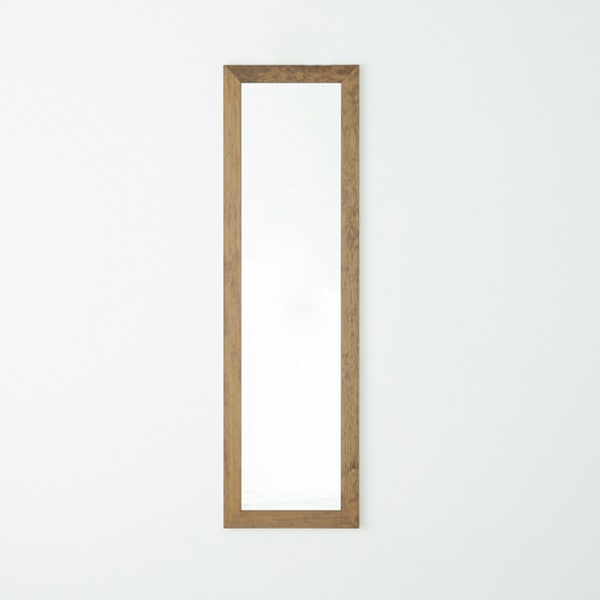 幅広枠ウォールミラー(50×161)(アンティークブラウン/茶) 天然木 姿見鏡 ワイド 高級感 木製 飛散防止加工 壁掛け 北欧風 ヴィンテージ 韓国インテリア 玄関...