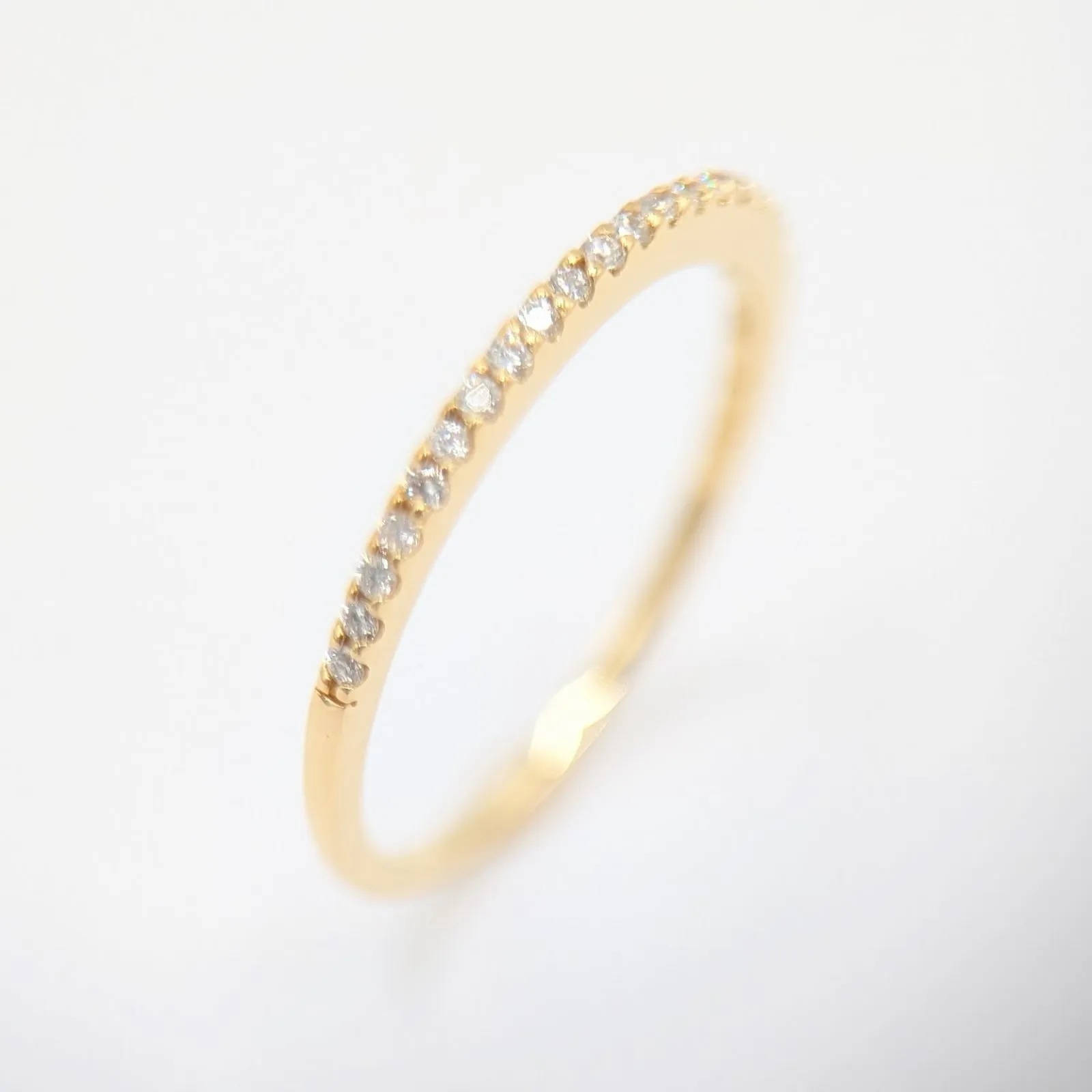 【新品仕上済】20P ハーフエタニティダイヤモンドリング K18YG-1.2g 0.10ct 9号/49 イエローゴールド