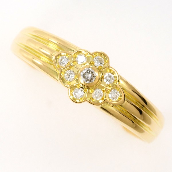 K18 18金 YG イエローゴールド リング 指輪 24号 ダイヤ ジュエリー 中古