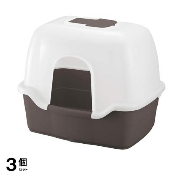 リッチェル 猫用 ラプレ ネコトイレ 深型60フード付 本体 1組入 (ダークグレー) 3個セット