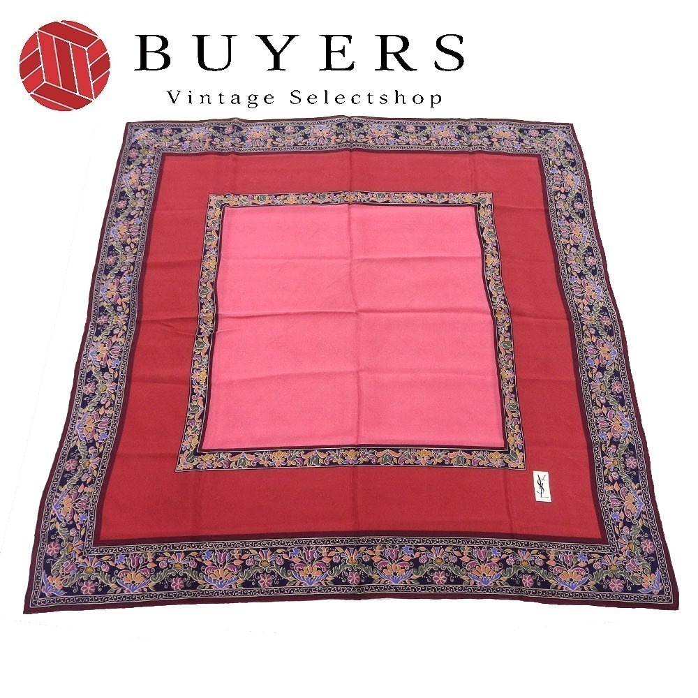 中古 スカーフ シルク ボルドー系 オシャレ ライセンス商品 レディース 女性