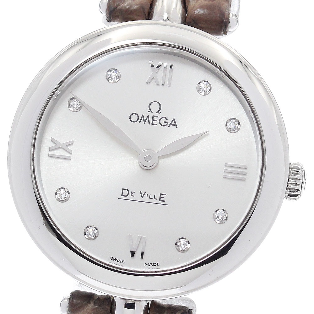 オメガ OMEGA 424.13.27.60.52.001 デビル プレステージ デュードロップ 8Pダイヤ クォーツ レディース 良品 箱・保証書付き_893845【中古】