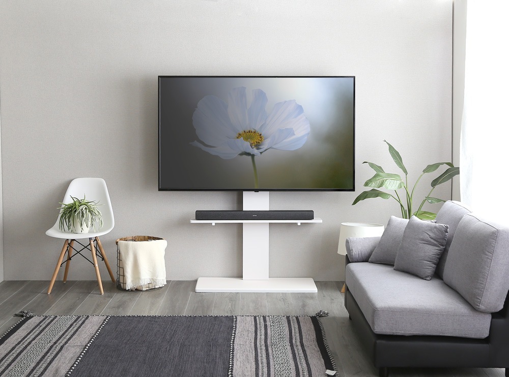 テレビ台 スタンド コーナー おしゃれ ラック 壁寄せ 頑丈 高さ調整 サウンドバー棚板付き2点セット 100インチまで対応