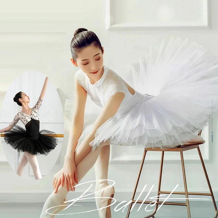 バレエイニシアチブパニエの大人 白 黒 バレエパニエ 6枚チュール チュチュ スカート インナースカート ショーツ付き ドレス ボリューム 衣装 バレエ衣装 バレエ用品 仮装 ダンス 新体操 スカート