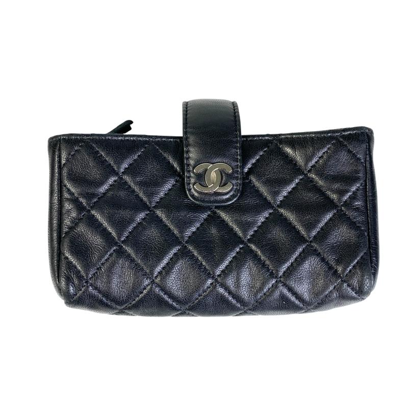 【最終処分SALE】CHANEL シャネル ココマーク ラムスキン ポーチ ブラック A-7410