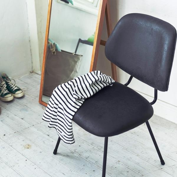 椅子 チェアー ダイニングチェア リビング ブラック グレー スチール クロスレザー アームレス ゆったり ボリューム ワイド 幅広 スタイリッシュ モダン お洒落