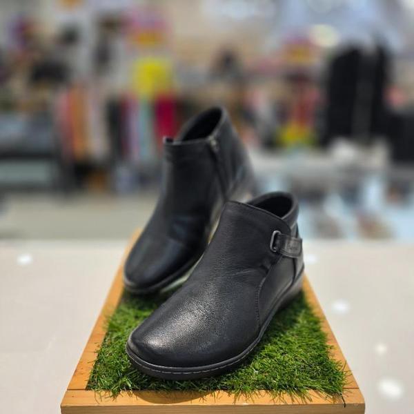 セーブゾーン04 女性コンフォートカジュアルベルクロ装飾ノンスリップ起毛アンクル ブラック 33FN601 (S19376032)