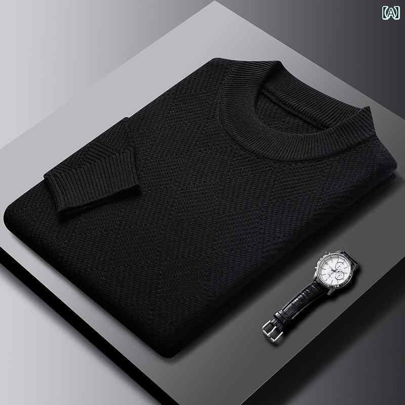 メンズ トップス ニット 秋冬 暖かい おしゃれ プルオーバー セーター 無地 シンプル セーター ボトムス ジャガード カジュアル 長袖