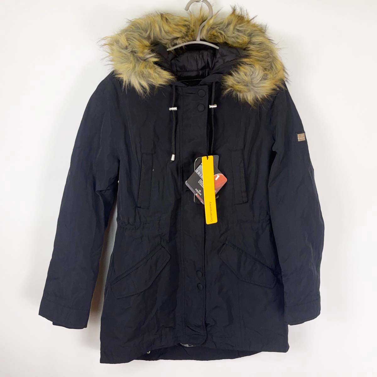 【中古・未使用品】EQUILINE エクイライン Elle 3-in-1 エル ライダース ファー ジャケット コート フーディー S NERO/BLACK ブラック Q10626 レディース 乗馬