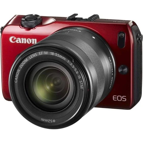 【中古】キヤノン Canon EOS M レンズキット レッド EOSMRE-18-55ISSTMLK SDカード付き