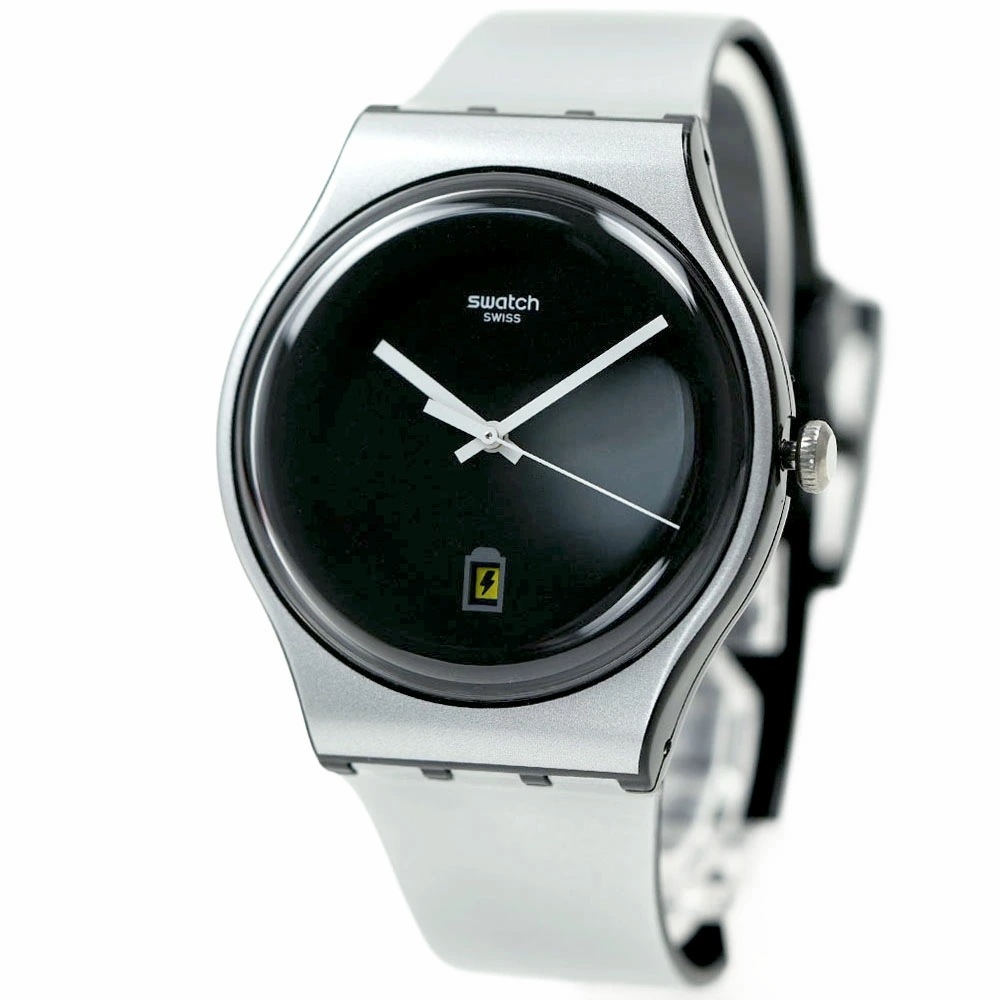 スウォッチ 腕時計 メンズ レディース ユニセックス シルバー ブラック BE CHARGED swatch SUOB401