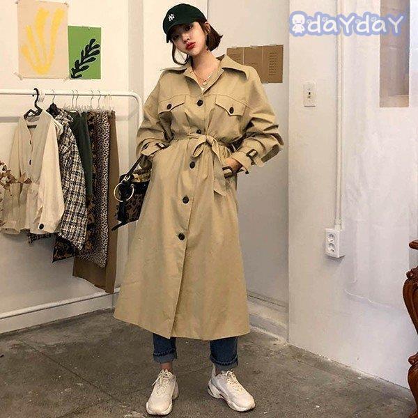 トレンチコート　レディース　ロングコート　通勤　体型カバー　　ヨーロピアンカジュアル　オーバーサイズ　　コート　レトロ