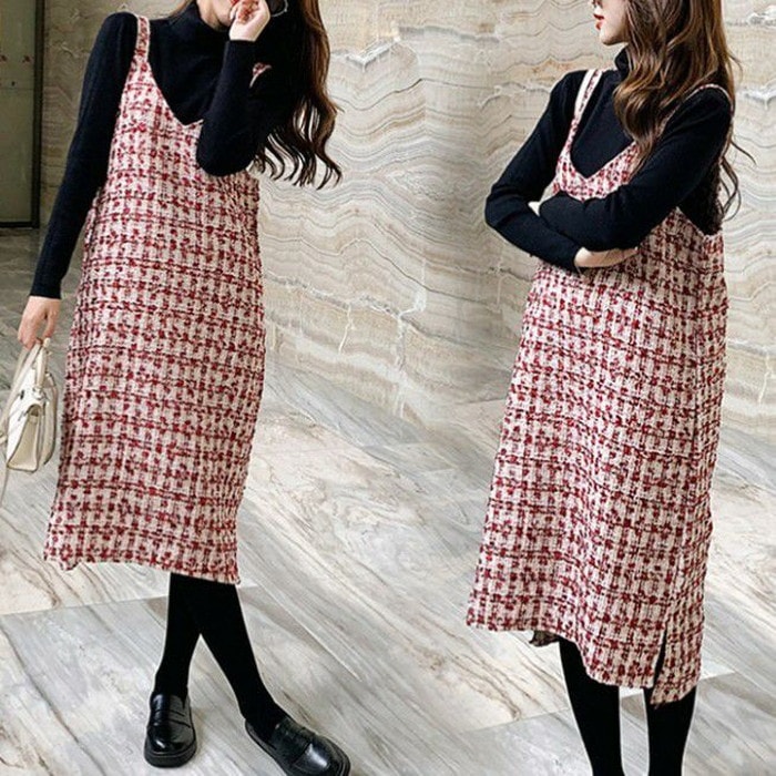 年 秋冬 新作 ツィード ジャンパースカート RED ワンピース