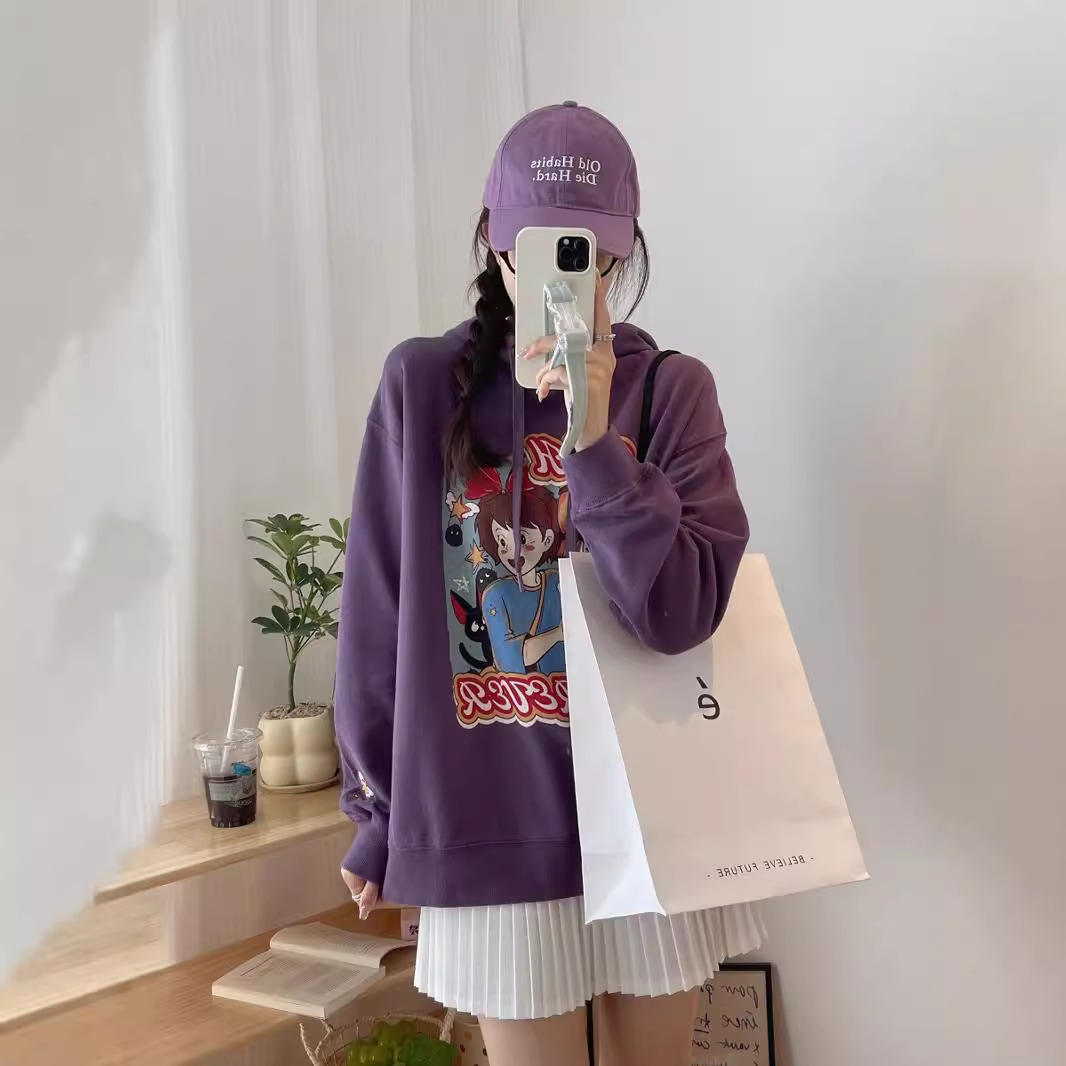 漫画アニメ美少女戦士セーラームーン非感覚プリントパターンスウェットシャツ女性用ウォッシュテリーコットンプルオーバートップトレンド