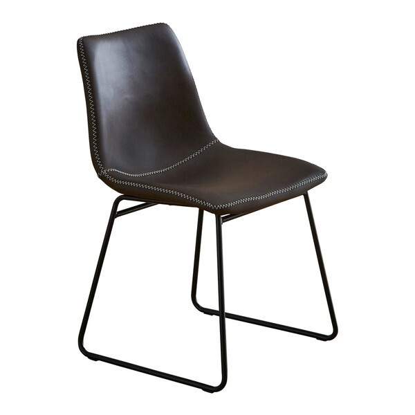 ホームテイスト ヴィンテージレザー調 スクエアチェア 2脚セット SETH SH-24-3931-DBR ダークブラウン メーカー直送