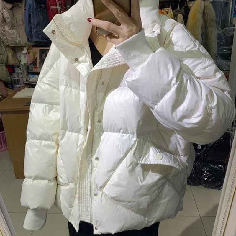 斜めアウトポケット フラップポケット 比翼仕立て パデッドジャケット ダウン風 ジップアップ