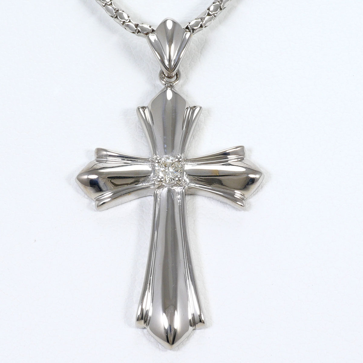 K18 18金 WG ホワイトゴールド ネックレス ダイヤモンド 0.10ct 鑑別書 総重量約8.4g 約45cm ジュエリー 中古