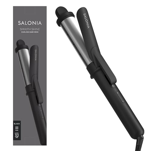 SALONIA サロニア スムースシャイン カールヘアアイロン 32mm 【ブラック】 耐熱ポーチ付 コテ SAL23106BK
