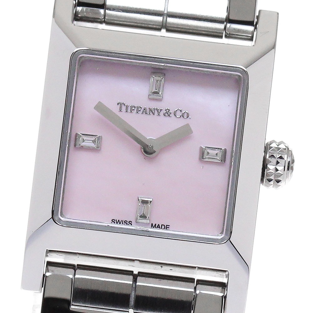 ティファニー TIFFANY&Co. 69345646 1837 メイカーズ スクエア 4Pダイヤ クォーツ レディース 良品 箱・保証書付き_836329【中古】