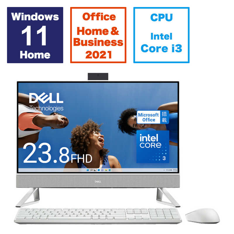 DELL　デル　デスクトップパソコン ［23.8型 /intel Core i3 /メモリ：8GB /SSD：512GB /2024春モデル］ パールホワイト　AI537-EHHBWC