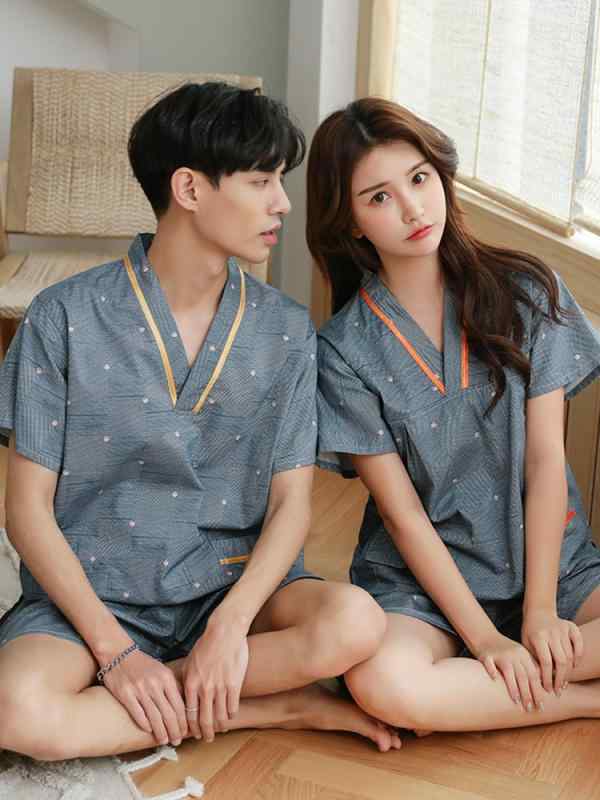 サウナ服 パジャマ ルームウェア メンズ レディース コットン マッサージ 大きいサイズ 恐竜 花 グリーン イエロー グレー