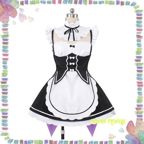 Re:ゼロから始める異世界生活 リ・ゼロからはじめるいせかいせいかつ レム ラム メイド服 コスプレ衣装 イベント 演出服 変装 二次会 COS