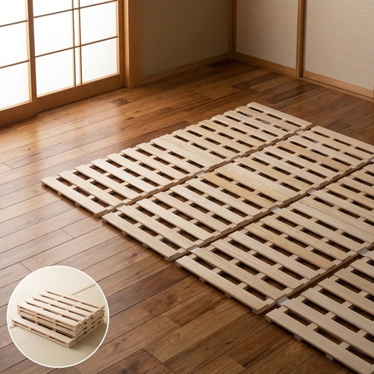 完成品 すのこベッド ４つ折り式 桐仕様 セミダブル Sommeil-ソメイユ-家具 インテリア ベッド マットレス ナチュラル