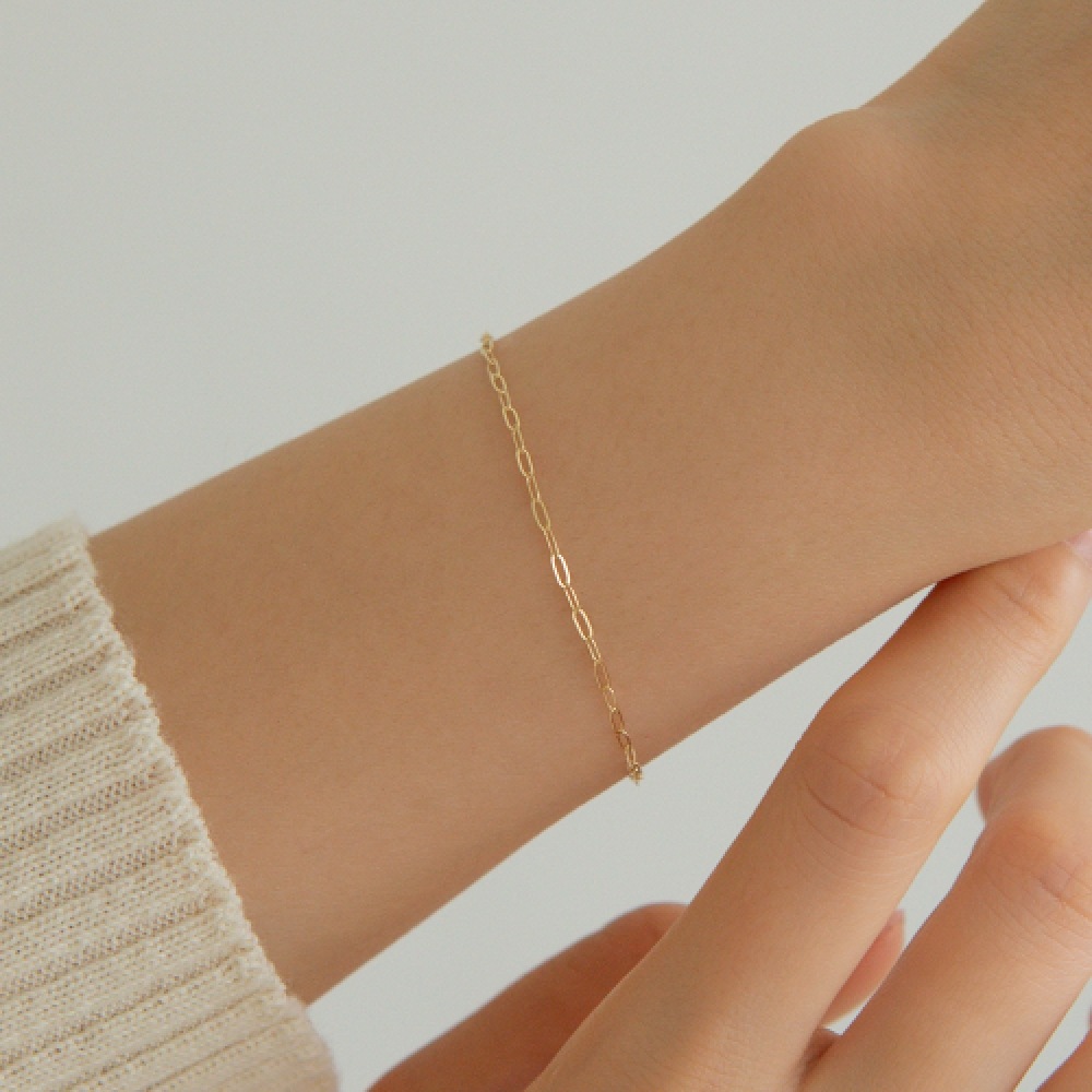 LUNNE 14k スリムリンクチェーンブレスレット 14k ゴールド #BR06