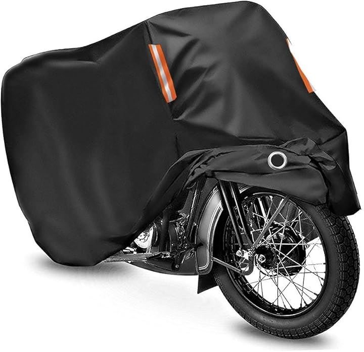 バイクカバー 中型 厚手 防水 高級オックス300D使用 バイク用 車体カバー 原付 丈夫 盗難対策 L-220x95x110cm( ブラック, L-220x95x110cm)