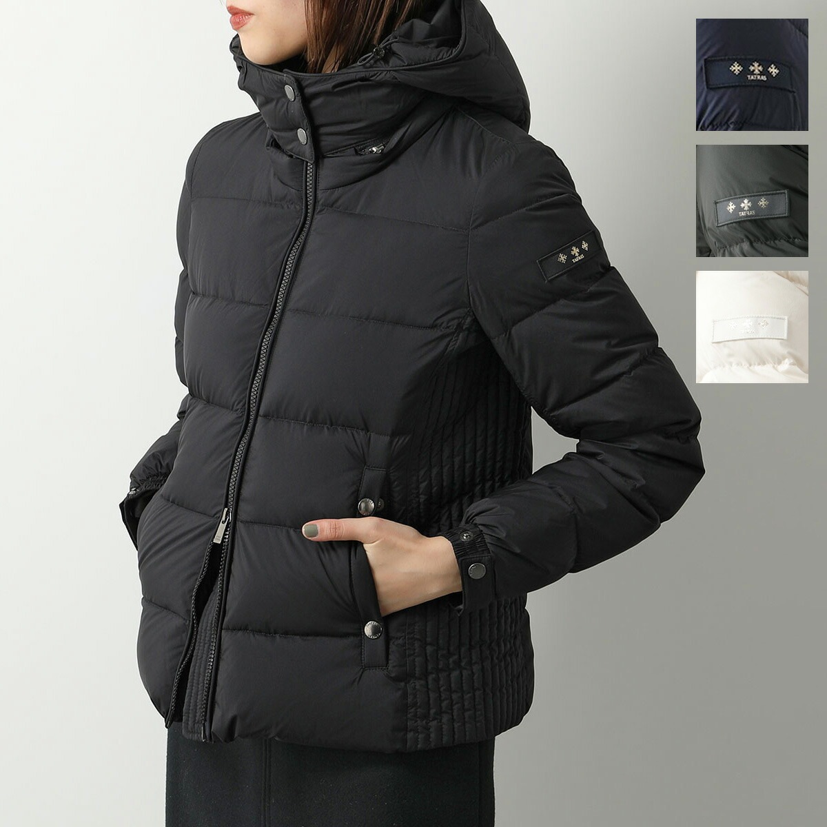 TATRAS タトラス ダウンジャケット MIREL ミレル LJXA0025013588 レディース ナイロン フード付き ロゴパッチ 撥水 ショート丈 カラー4色