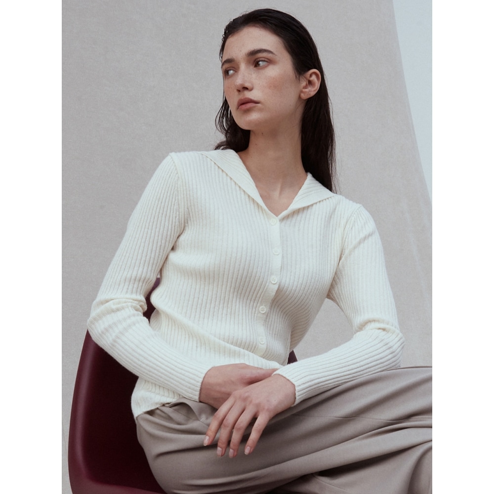 ouie OU966 カシミヤセーラーカーディガン（アイボリー）