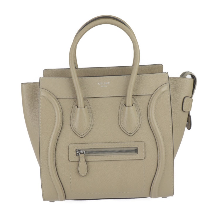 新古未使用展示品 CELINE セリーヌ ハンドバッグ 167793DRU ラゲージ マイクロ ショッパー カーフレザー ベージュ系 シルバー金具 トートバッグ【本物保証】