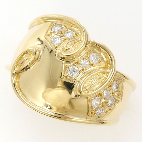 K18 18金 YG リング 指輪 12号 ダイヤ 0.21 カード鑑別書 ジュエリー 中古