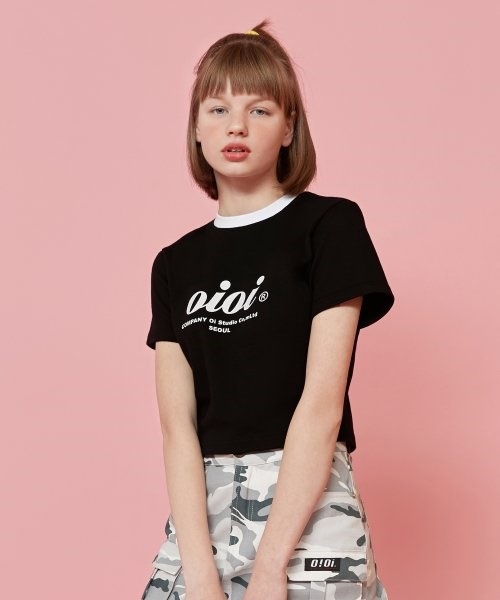 SERIF LOGO CROP T-SHIRTS_black [韓国直送]
