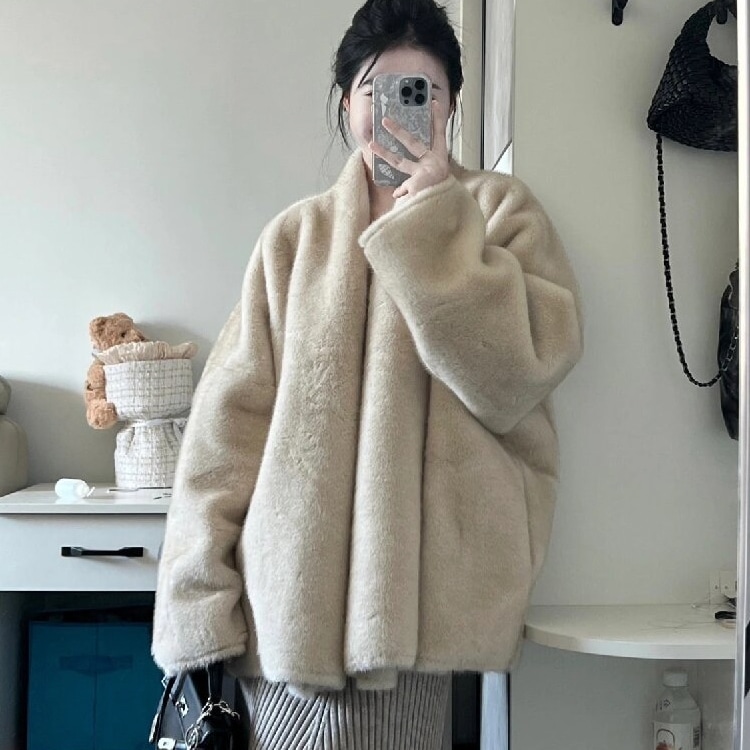 コート アウター ボア 前開き 起毛 オーバーサイズ アウター 長袖 大人可愛い シンプル お洒落 こなれ感 普段使い