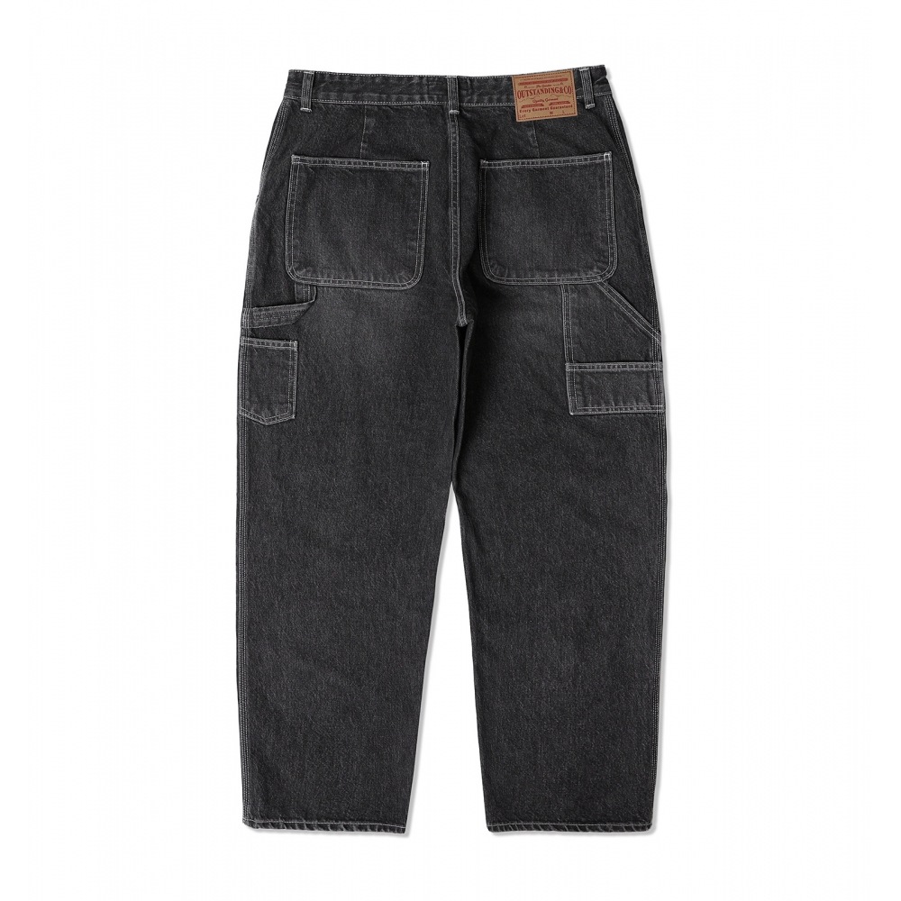抜群のルーズフィットカーペンターデニムパンツ_ブラックデニム