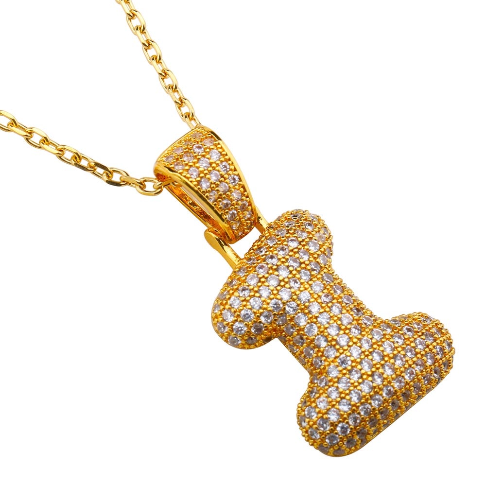 ナンバーネックレス CZ ゴールド [n235]