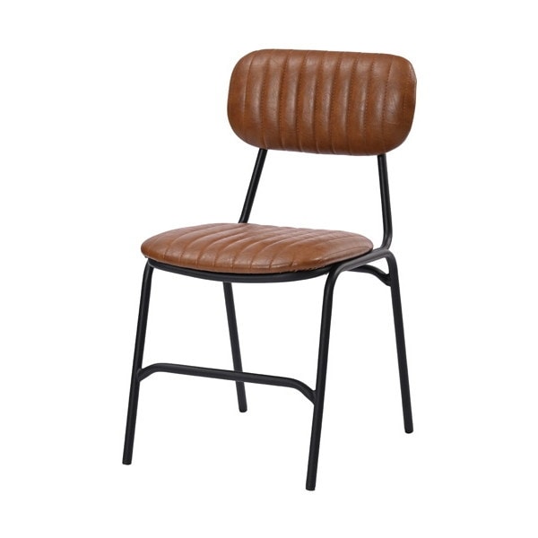 Rattan World RLC320CL ダイニングチェア 4色から選べるレザー インダストリアル ブラウン メーカー直送