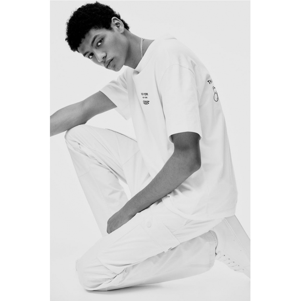 H&M スリムフィットリップストップカーゴパンツクリーム